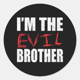 Sticker Rond Je suis le frère diabolique, frère drôle