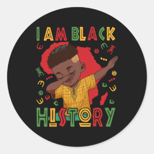 Sticker Rond Je suis le garçon de l'histoire noire Mois de l'hi