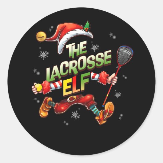 Sticker Rond Je suis le Lacrosse Elf Christmas Family Elf Playe (Devant)