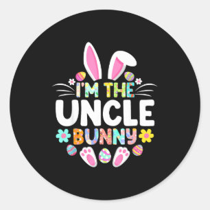 Sticker Rond Je suis le lapin oncle drôle de jour de Pâques fam