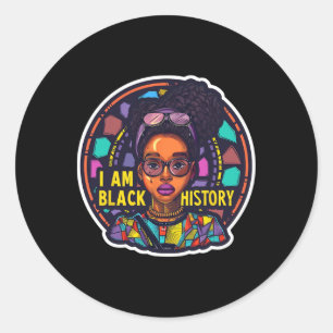 Sticker Rond Je suis le Mois de l'histoire des Noirs Fierté afr