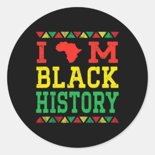 Sticker Rond Je suis le mois de l'histoire noire Roots Vintage