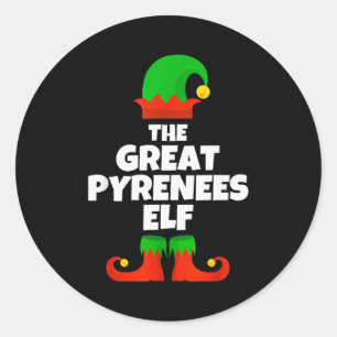 Sticker Rond Je suis le pyrenees grand elfe famille pyjama Noel