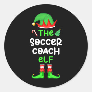 Sticker Rond Je suis l'entraîneur de football Elf Noël Pyjama a