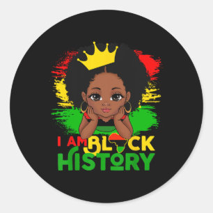 Sticker Rond Je suis l'histoire noire Bhm fierté noire mélanine