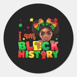 Sticker Rond Je suis l'histoire noire Bhm fierté noire mélanine