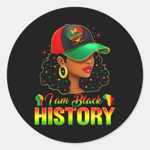 Sticker Rond Je suis l'histoire noire des femmes afro-américain
