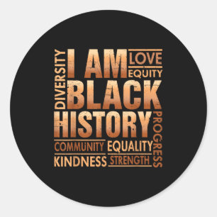 Sticker Rond Je suis l'histoire noire des hommes afro-américain