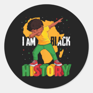 Sticker Rond Je suis l'histoire noire garçons hommes histoire n