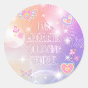 Sticker Rond Je suis Magnétique, Loi d'Attraction, Motivation
