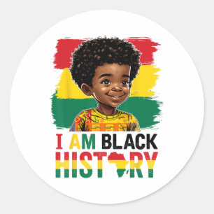 Sticker Rond Je Suis Noir Histoire Afro Petit Melanin Prince