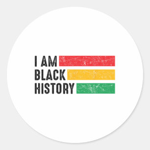 Sticker Rond Je Suis Noir Histoire Mois Femmes Fille Retro Supe