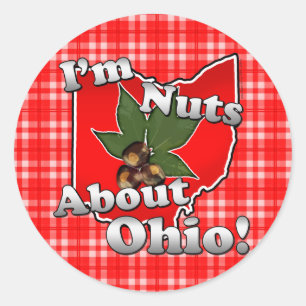Sticker Rond Je suis Noix à propos de l'Ohio, Drôle coquin rous