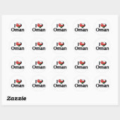 Sticker Rond Je suis Oman Drapeau d'amour (Feuille)