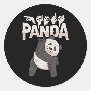 Sticker Rond Je suis Panda Asl geste de la main sourd perte aud