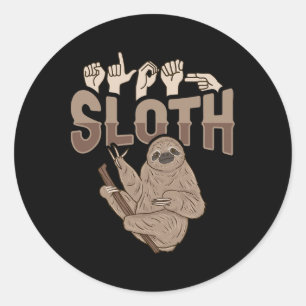 Sticker Rond Je suis paresseux geste de la main Asl Sensibilisa