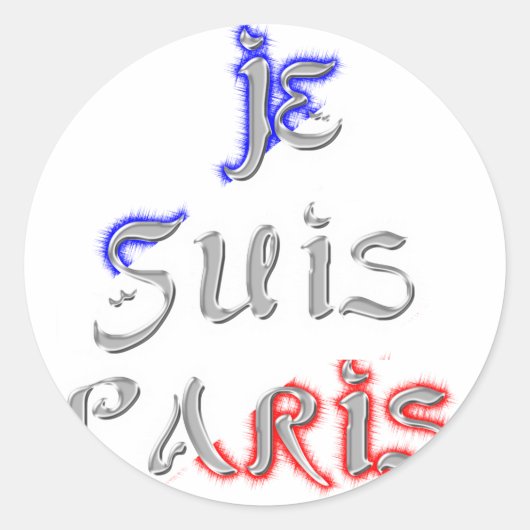 Sticker Rond Je Suis Paris I Love Paris Texte Art Imprimer (Devant)