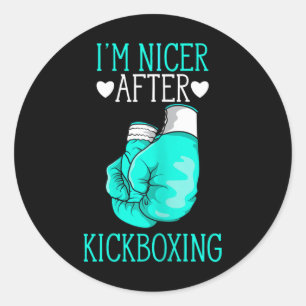 Sticker Rond Je suis plus gentil après le kickboxing Drôle de k