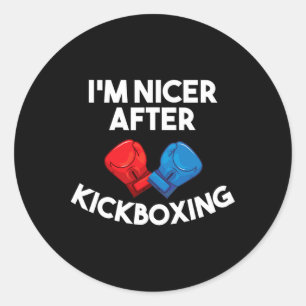 Sticker Rond Je suis plus gentil après un combat de kickboxing