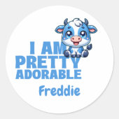 Sticker Rond Je suis Plutôt adorable Bleu Custom (Devant)