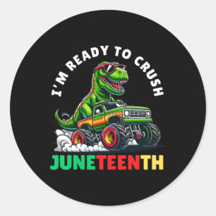 Sticker Rond Je suis prêt à écraser Junetten Funny Dinosaur Mon