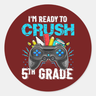 Sticker Rond Je suis prêt à écraser la vidéo de rentrée scolair