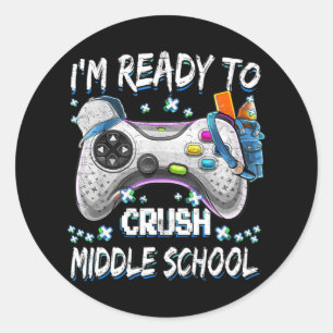 Sticker Rond Je suis prêt à écraser le jeu vidéo du collège ret