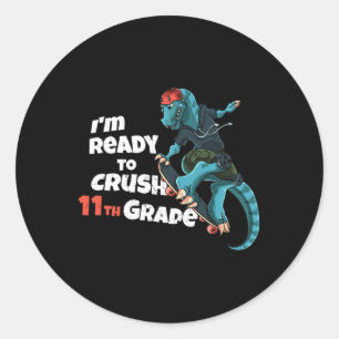 Sticker Rond Je suis prêt à écraser le skateboard de dinosaure 