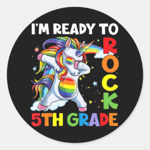 Sticker Rond Je suis prêt à retourner en 5e année à l'école lic