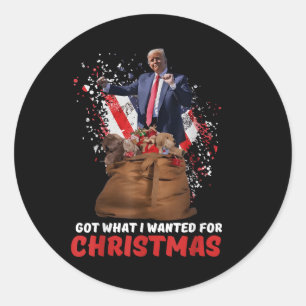 Sticker Rond Je Suis Recherché Pour Noël - Trump A Gagné 2024