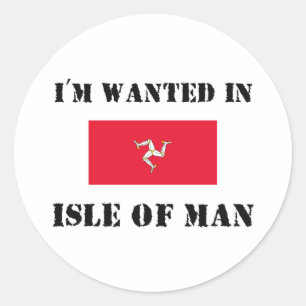 Sticker Rond Je suis Recherché sur l'île de Man