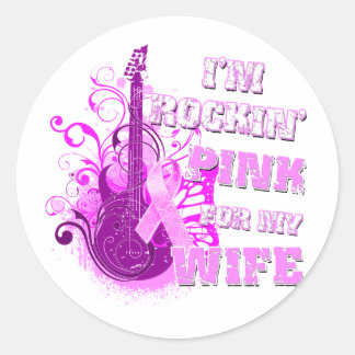 Sticker Rond Je suis Rockin' Pink pour ma femme