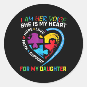 Sticker Rond Je Suis Sa Voix Fille Sensibilisation sur l'autism