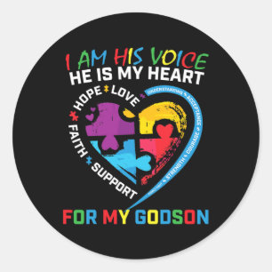 Sticker Rond Je Suis Sa Voix Godson Sensibilisation sur l'autis