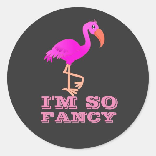 STICKER ROND JE SUIS SI FANCY FLAMANT ROSE (Devant)