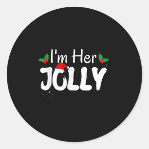 Sticker Rond Je suis Son Jolly Funny Christmas Couple Pyjamas M