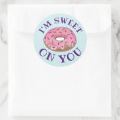 Sticker Rond Je suis sucré sur vous beignets roses Doughnut Foo (Sac)
