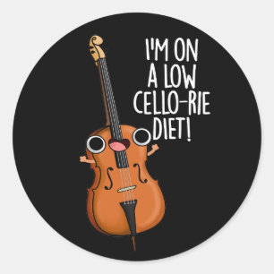 Sticker Rond Je suis sur un petit bonbon de régime de violoncel