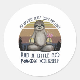 Sticker Rond Je suis surtout paix amour et lumière drôle vintag