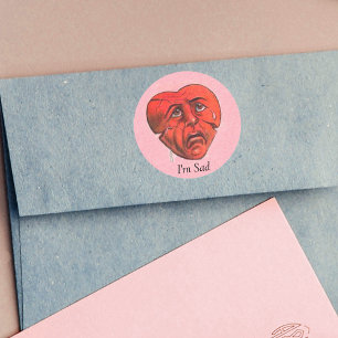 Sticker Rond Je suis triste en pleurant le visage du coeur