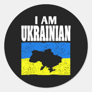 Sticker Rond Je Suis Ukrainien Je Soutiens L'Ukraine Soutien Et