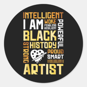 Sticker Rond Je suis un artiste fier de l'histoire noire intell