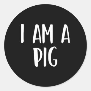 Sticker Rond Je suis un cochon Halloween Je suis simple costume