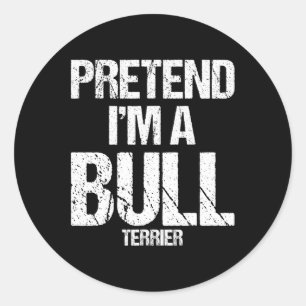 Sticker Rond Je suis un costume de Chien d'Halloween Bull Terri