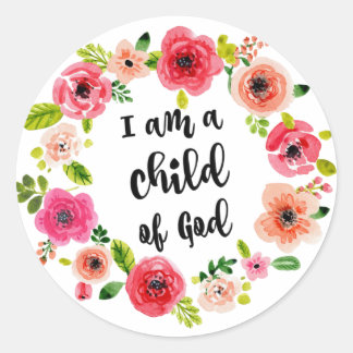 Sticker Rond Je suis un enfant de Dieu Floral Item