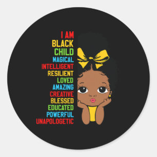Sticker Rond Je suis un enfant noir Mois de l'histoire afro-amé
