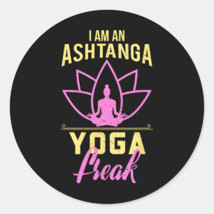 Sticker Rond Je suis un fou de yoga Ashtanga T-shirt cadeau drô