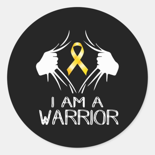 Sticker Rond Je Suis Un Guerrier Enfance Cancer Sensibilisation (Devant)