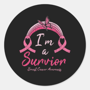 Sticker Rond Je Suis un Guerrier Survivant Sensibilisation au C