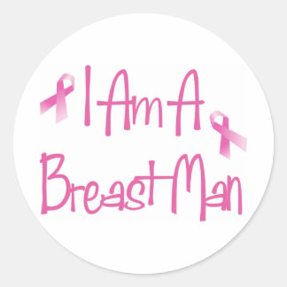 Sticker Rond Je Suis Un Homme Du Sein (Cancer Du Sein Pink Ribb